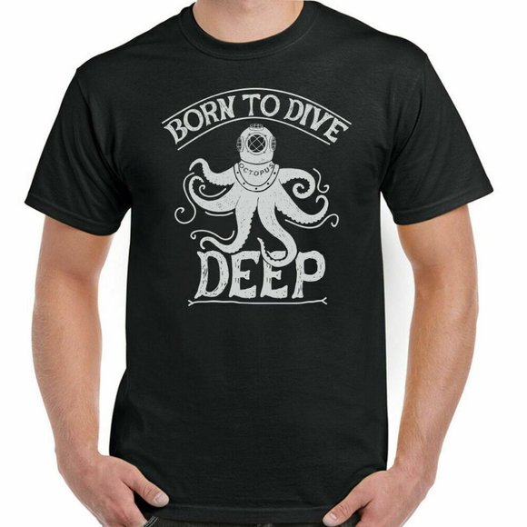 Other - Born To Dive Deep Mens Funny Scuba Diving T-Shirt Kit Equipment Diver Octopus
